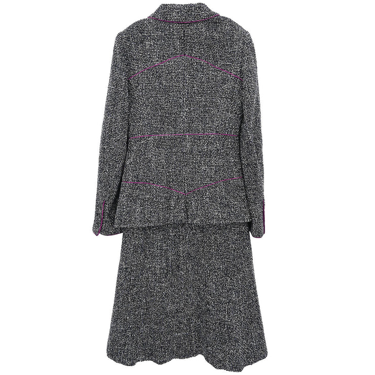 Chanel Setup Suit Jacket Skirt Black 03A #38 196317