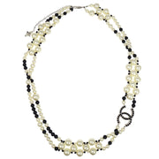 Chanel Artificial Pearl Chain Necklace Silver 03C 196322