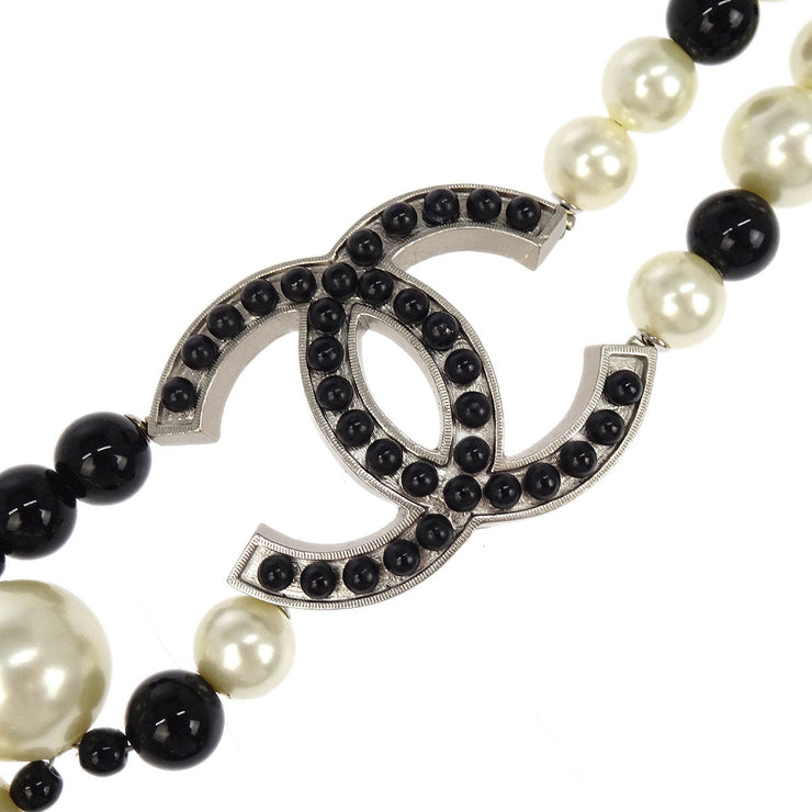 Chanel Artificial Pearl Chain Necklace Silver 03C 196322
