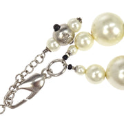 Chanel Artificial Pearl Chain Necklace Silver 03C 196322