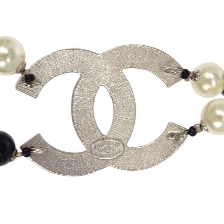Chanel Artificial Pearl Chain Necklace Silver 03C 196322