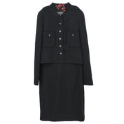 Chanel Setup Suit Jacket Skirt Black 96P #38 196333