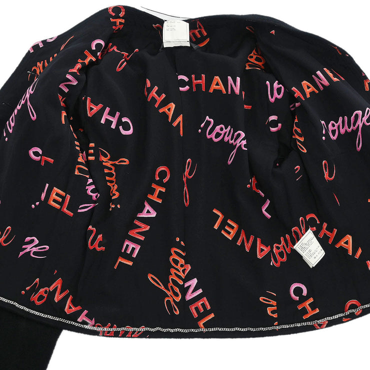 Chanel Setup Suit Jacket Skirt Black 96P #38 196333