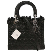 Christian Dior Black Lambskin Lady Dior Cannage 2way Handbag 11-MA-0171 196336
