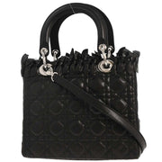 Christian Dior Black Lambskin Lady Dior Cannage 2way Handbag 11-MA-0171 196336