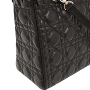 Christian Dior Black Lambskin Lady Dior Cannage 2way Handbag 11-MA-0171 196336