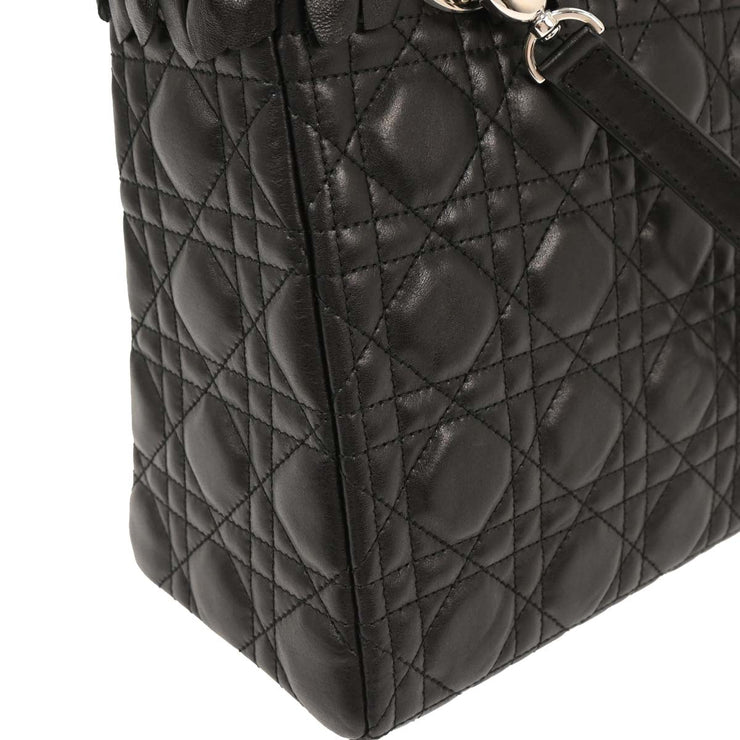 Christian Dior Black Lambskin Lady Dior Cannage 2way Handbag 11-MA-0171 196336
