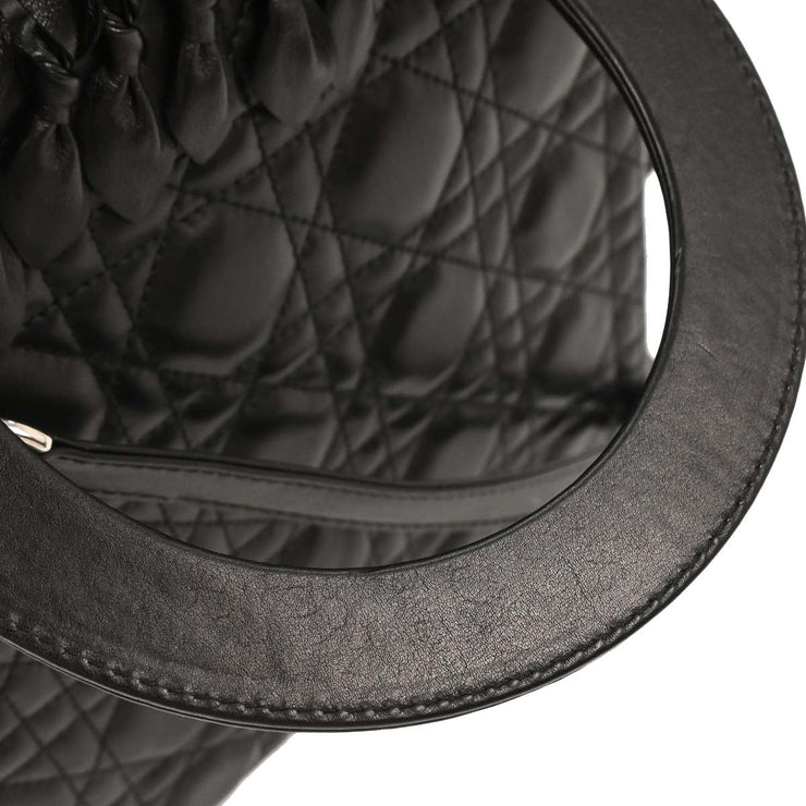 Christian Dior Black Lambskin Lady Dior Cannage 2way Handbag 11-MA-0171 196336