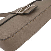 Fendi Gray Leather Stitch Baguette Handbag 196338