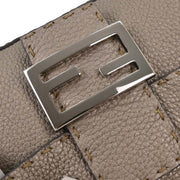 Fendi Gray Leather Stitch Baguette Handbag 196338