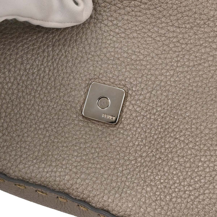 Fendi Gray Leather Stitch Baguette Handbag 196338