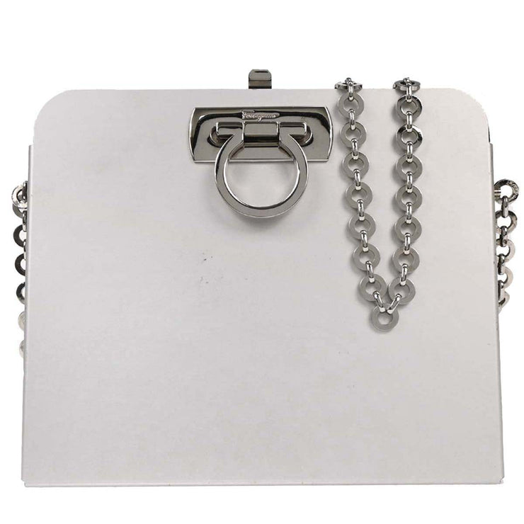 Salvatore Ferragamo Silver Aluminum Gancini Shoulder Bag AU-21 6717 196344