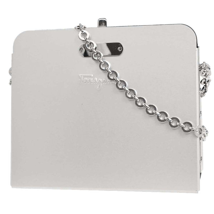 Salvatore Ferragamo Silver Aluminum Gancini Shoulder Bag AU-21 6717 196344