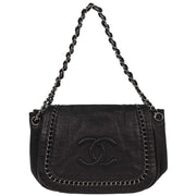 Chanel Black Calfskin Luxury Line Accordion Flap Handbag 196345