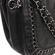 Chanel Black Calfskin Luxury Line Accordion Flap Handbag 196345