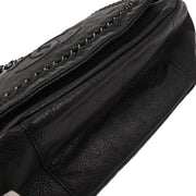 Chanel Black Calfskin Luxury Line Accordion Flap Handbag 196345