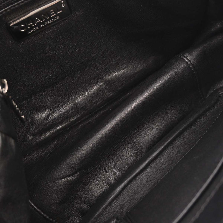 Chanel Black Calfskin Luxury Line Accordion Flap Handbag 196345