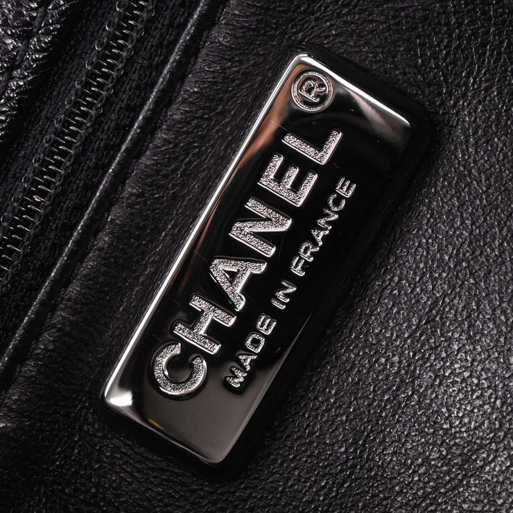 Chanel Black Calfskin Luxury Line Accordion Flap Handbag 196345