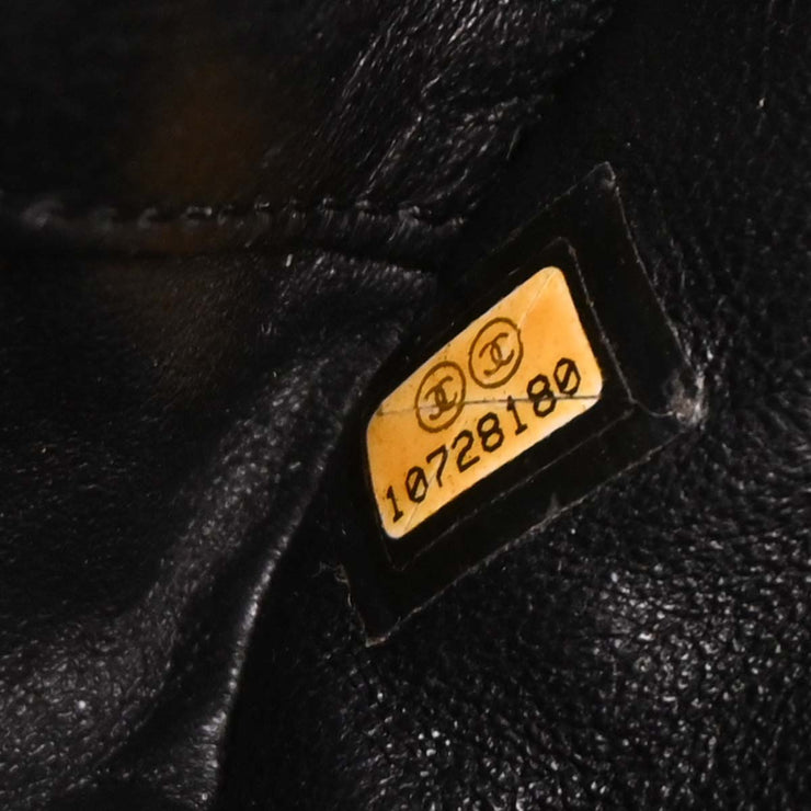 Chanel Black Calfskin Luxury Line Accordion Flap Handbag 196345