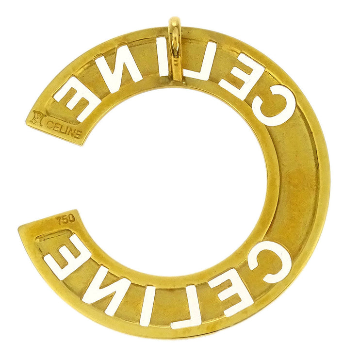 Celine Gold Pendant Top Medallion Round Circle 750 196377