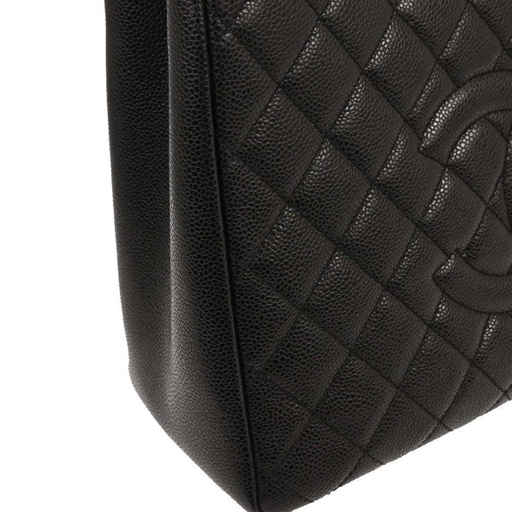 Chanel Black Calfskin Grand Shopping Tote GST Chain Handbag 196383