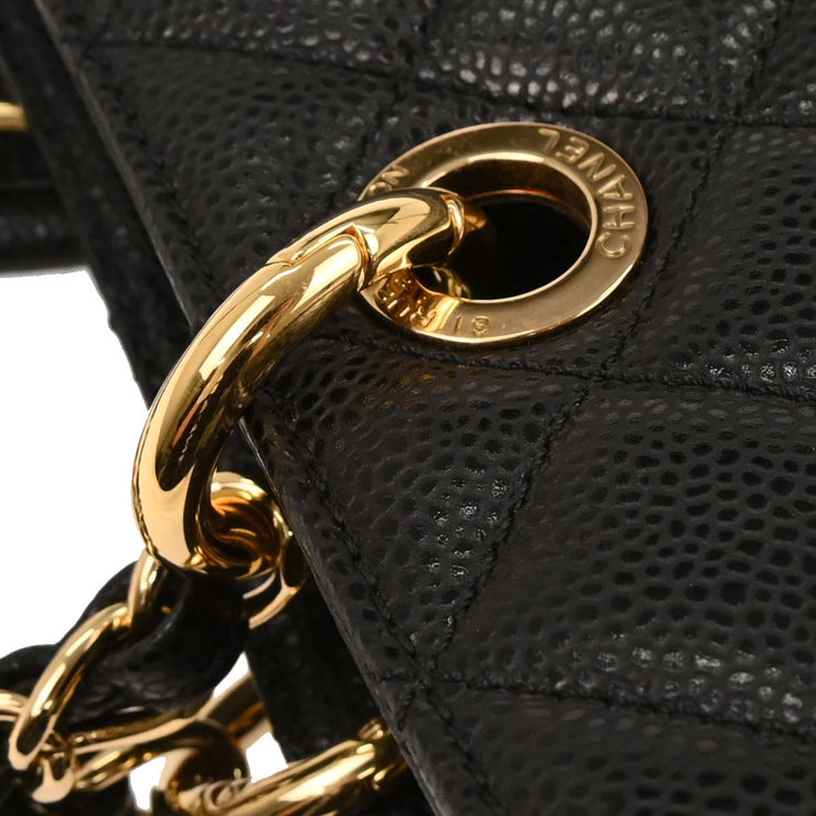 Chanel Black Calfskin Grand Shopping Tote GST Chain Handbag 196383