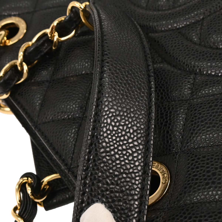 Chanel Black Calfskin Grand Shopping Tote GST Chain Handbag 196383