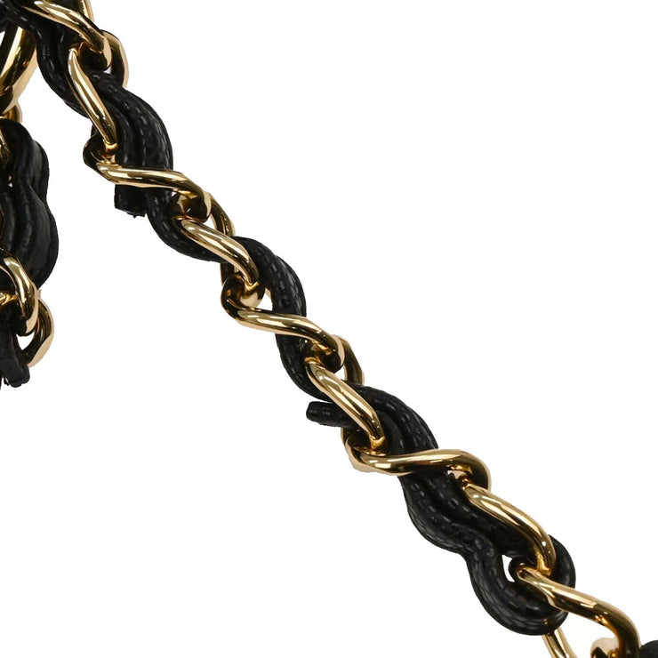 Chanel Black Calfskin Grand Shopping Tote GST Chain Handbag 196383