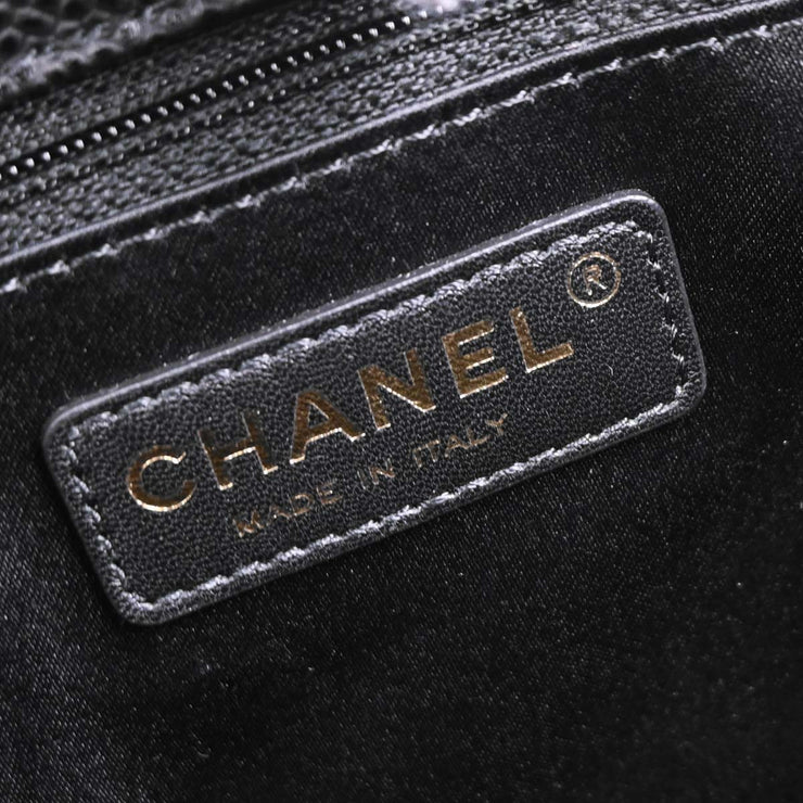 Chanel Black Calfskin Grand Shopping Tote GST Chain Handbag 196383