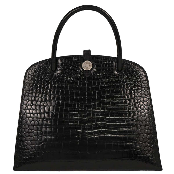 Hermes Black Porosus Dalvy 30 MM Handbag Square:C 16Z 196391