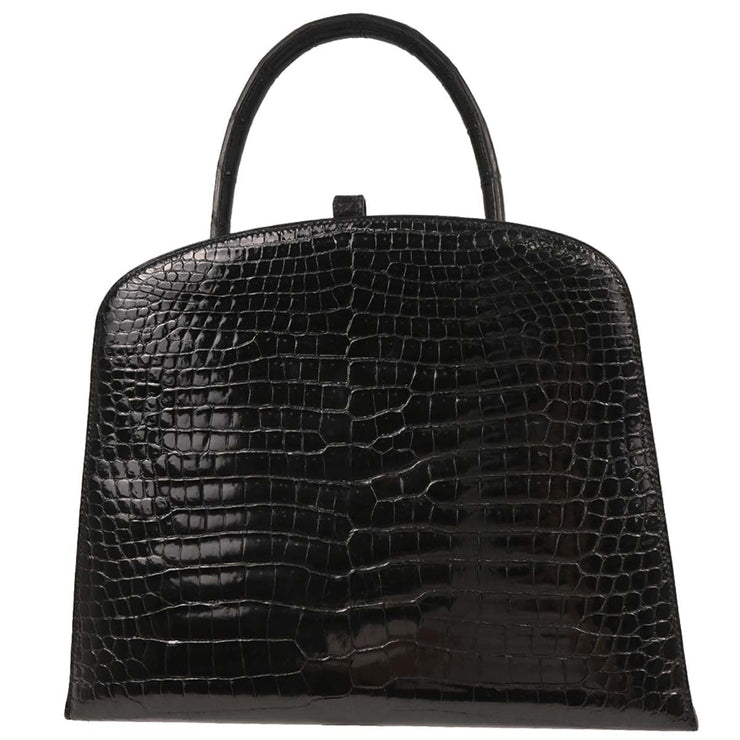 Hermes Black Porosus Dalvy 30 MM Handbag Square:C 16Z 196391