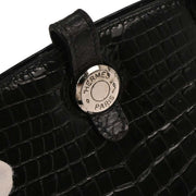 Hermes Black Porosus Dalvy 30 MM Handbag Square:C 16Z 196391