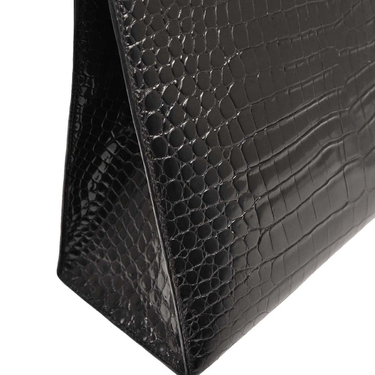 Hermes Black Porosus Dalvy 30 MM Handbag Square:C 16Z 196391