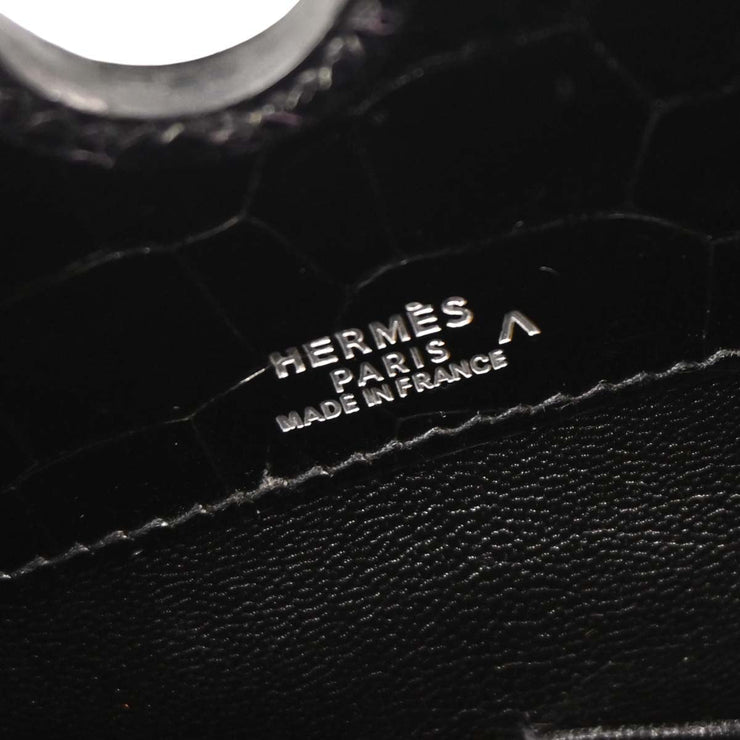 Hermes Black Porosus Dalvy 30 MM Handbag Square:C 16Z 196391