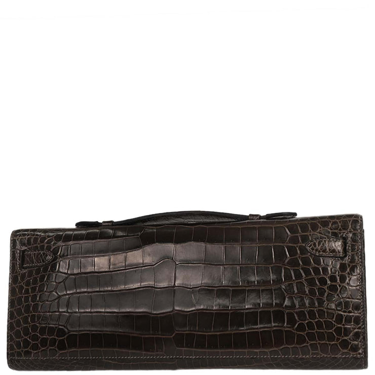 Hermes Gris Elephant Porosus Kelly Cut Clutch Handbag Square:Q 53C 196394