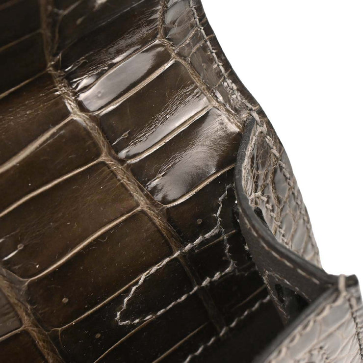 Hermes Gris Elephant Porosus Kelly Cut Clutch Handbag Square:Q 53C 196394