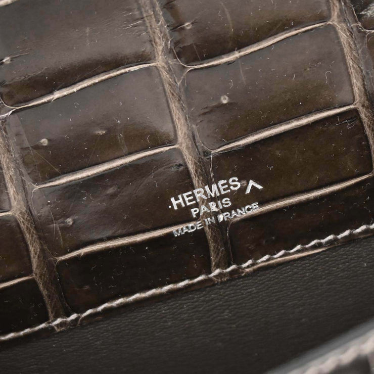 Hermes Gris Elephant Porosus Kelly Cut Clutch Handbag Square:Q 53C 196394
