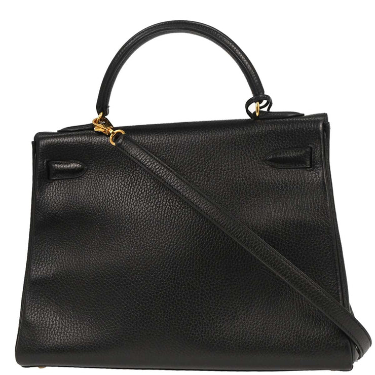 Hermes Black Ardennes Kelly 32 Retourne 2way Handbag 24C  Y 196399