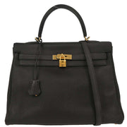 Hermes Black Togo Kelly 35 Retourne 2way Handbag XHT609 MD 196403
