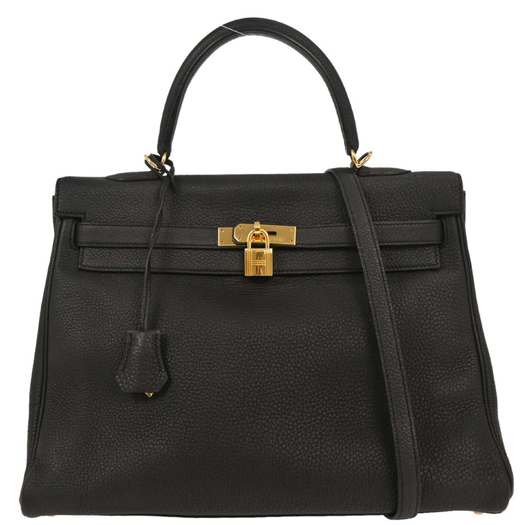 Hermes Black Togo Kelly 35 Retourne 2way Handbag XHT609 MD 196403