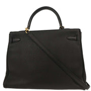 Hermes Black Togo Kelly 35 Retourne 2way Handbag XHT609 MD 196403