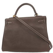 Hermes Etoupe Taurillon Clemence Kelly 32 Retourne 2way Handbag APY487MW 196404