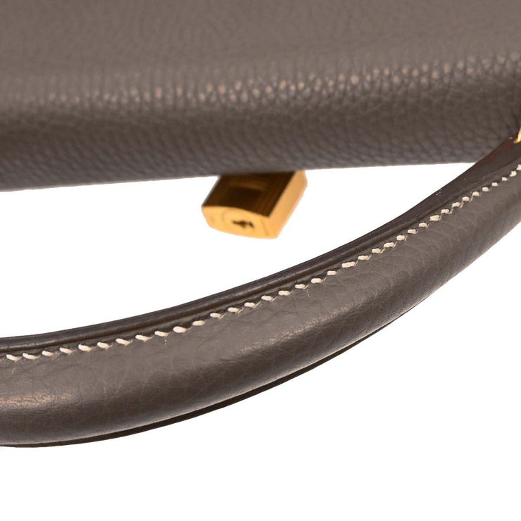 Hermes Etoupe Taurillon Clemence Kelly 32 Retourne 2way Handbag APY487MW 196404