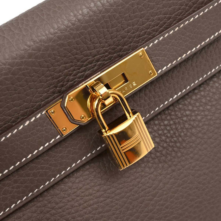 Hermes Etoupe Taurillon Clemence Kelly 32 Retourne 2way Handbag APY487MW 196404