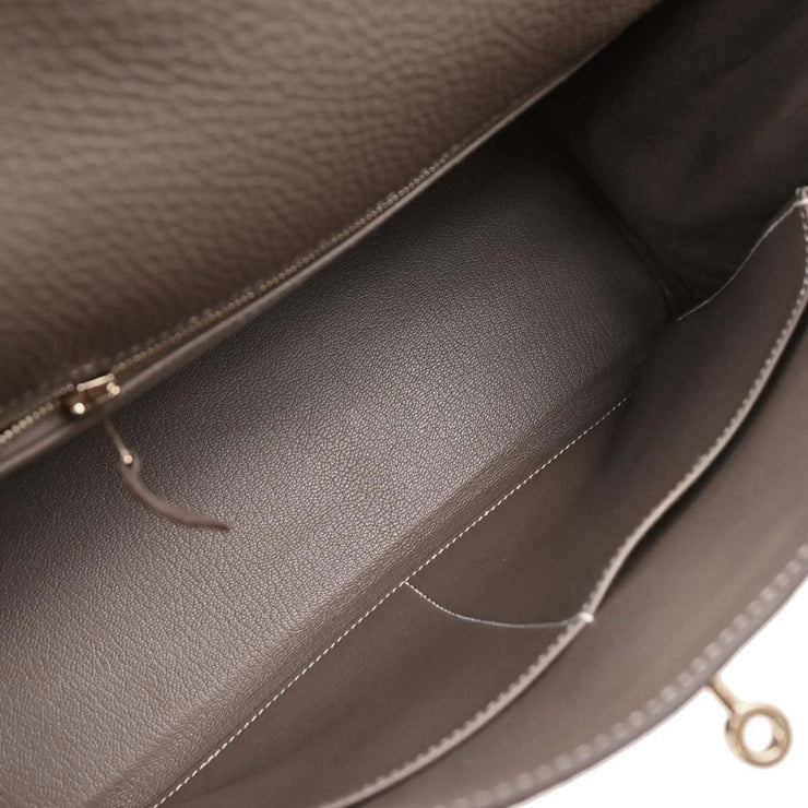 Hermes Etoupe Taurillon Clemence Kelly 32 Retourne 2way Handbag APY487MW 196404