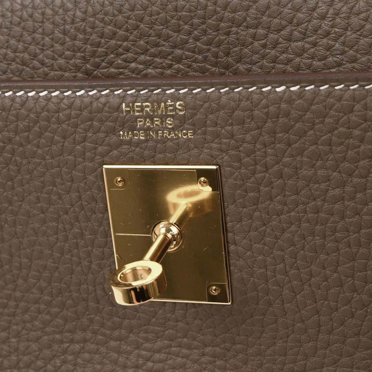 Hermes Etoupe Taurillon Clemence Kelly 32 Retourne 2way Handbag APY487MW 196404