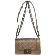 Boy Chanel Gold Calfskin Small Chain Shoulder Bag 196405