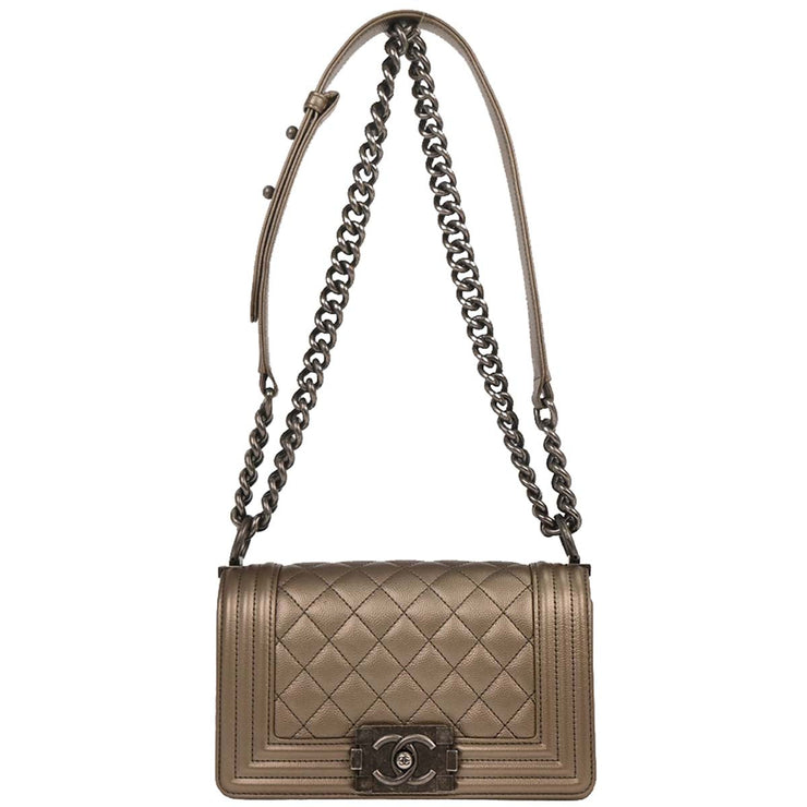 Boy Chanel Gold Calfskin Small Chain Shoulder Bag 196405