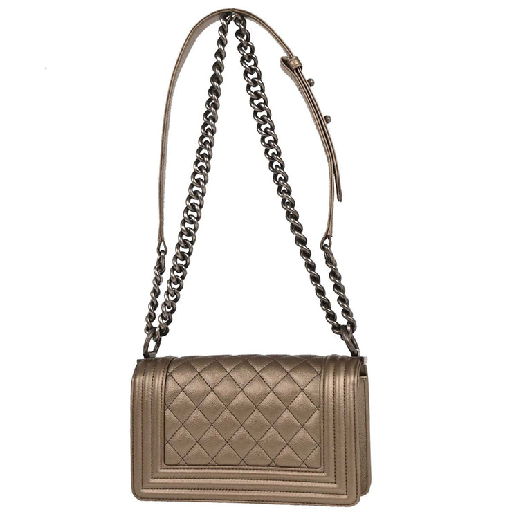 Boy Chanel Gold Calfskin Small Chain Shoulder Bag 196405