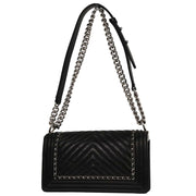 Boy Chanel Black Calfskin Chevron Medium Shoulder Bag 196406